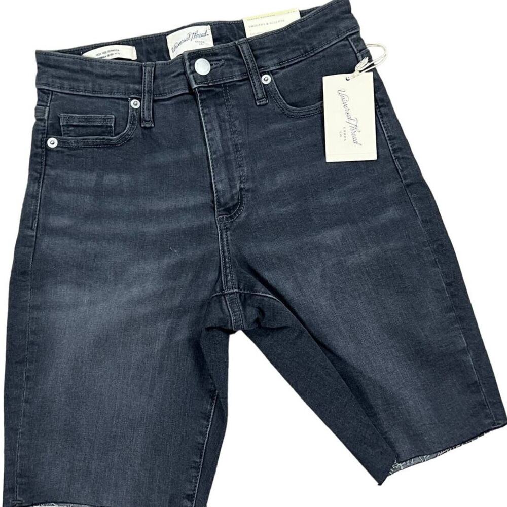 Universal Thread Women's Dark Gray High Rise Bermuda Jean Shorts - Size 0 - NWT